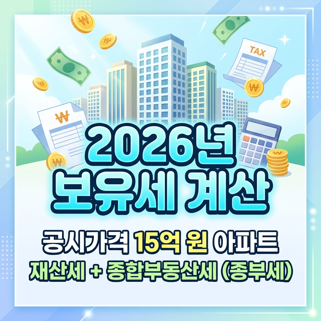 공시가격 15억 아파트 보유세 계산, 2026년 재산세 종부세 총액