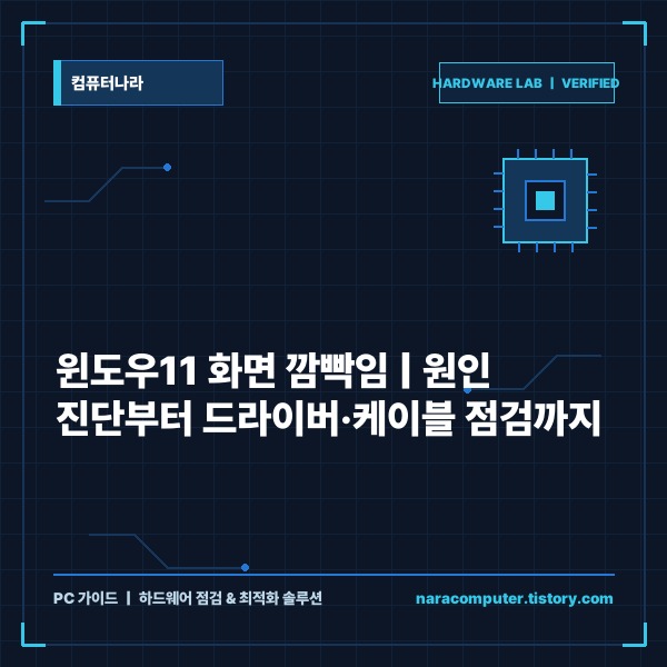 윈도우11 화면 깜빡임 해결방법, 원인 진단과 드라이버&middot;케이블 점검 순서