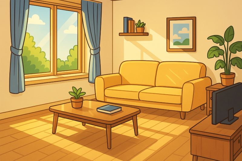 "햇살 가득한 아침, 깔끔하게 정돈되어 반짝이는 거실 풍경"
(AI 생성)