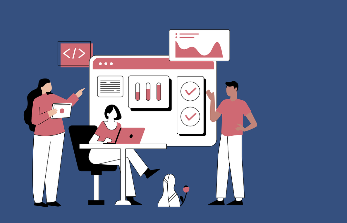 경제 그래프와 3사람 그림