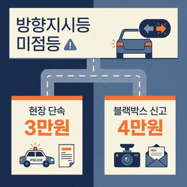 좌회전 깜빡이 방향지시등 범칙금