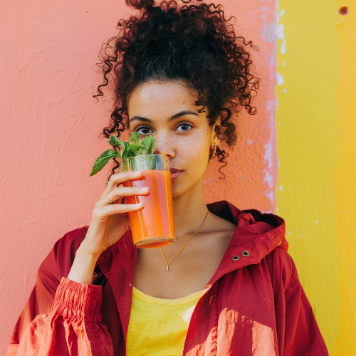 CCA 주스를 들고있는 여자