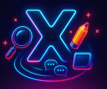 그록 AI와 X플랫폼의 연동을 상징적으로 힙한 컬러로 나타낸 이미지.