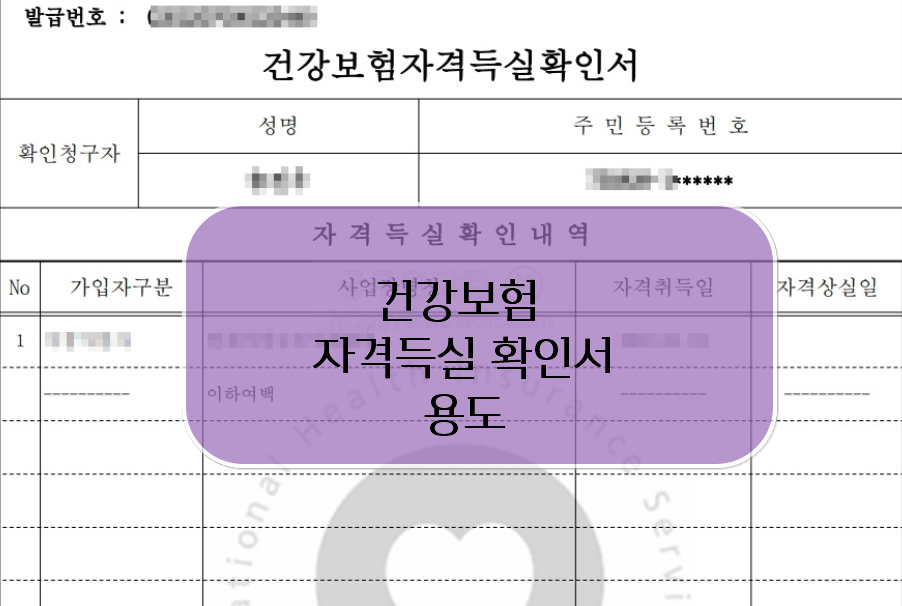 건강보험자격득실 확인서 용도