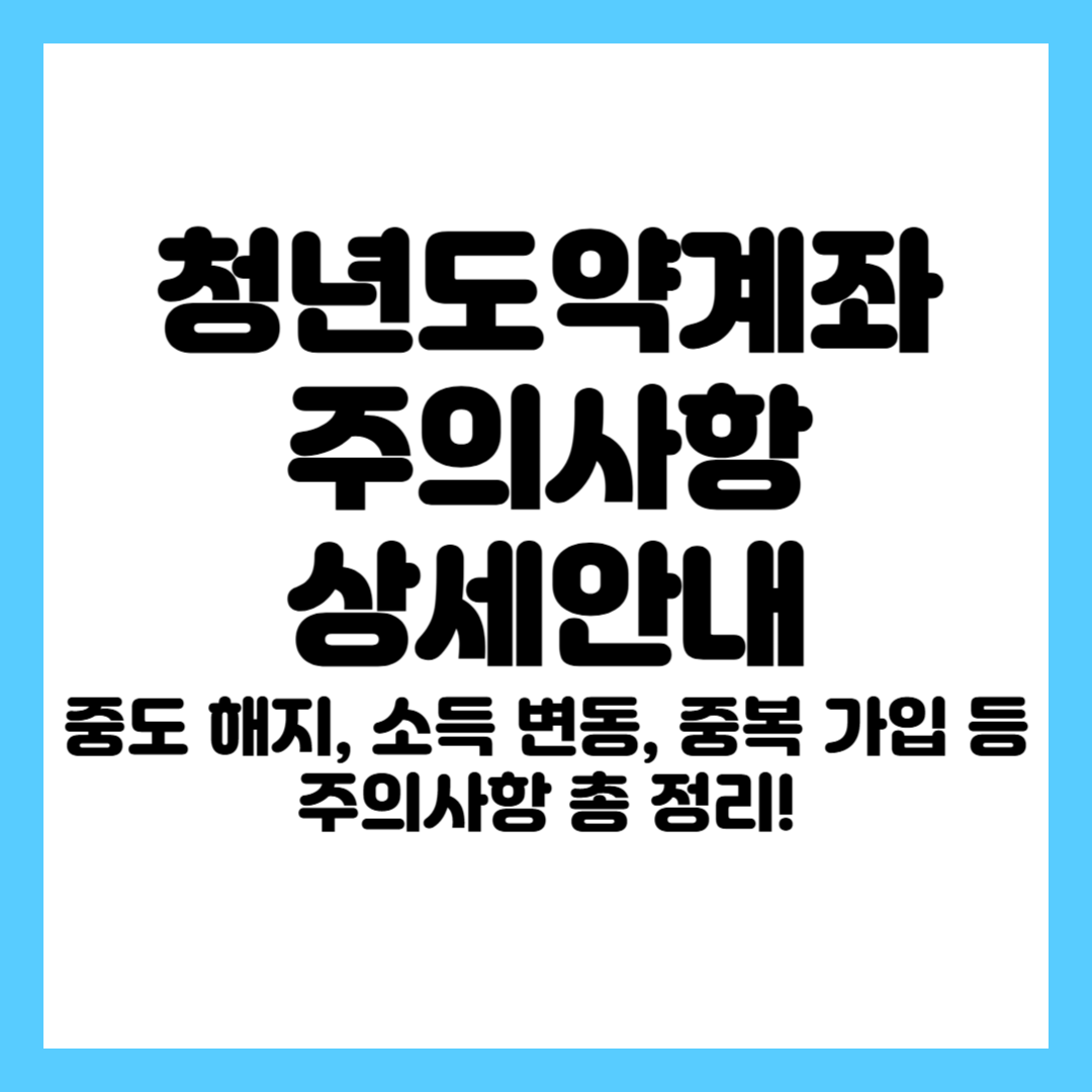 청년도약계좌 주의사항 상세안내: 중복가입, 부분인출, 소득변동 등