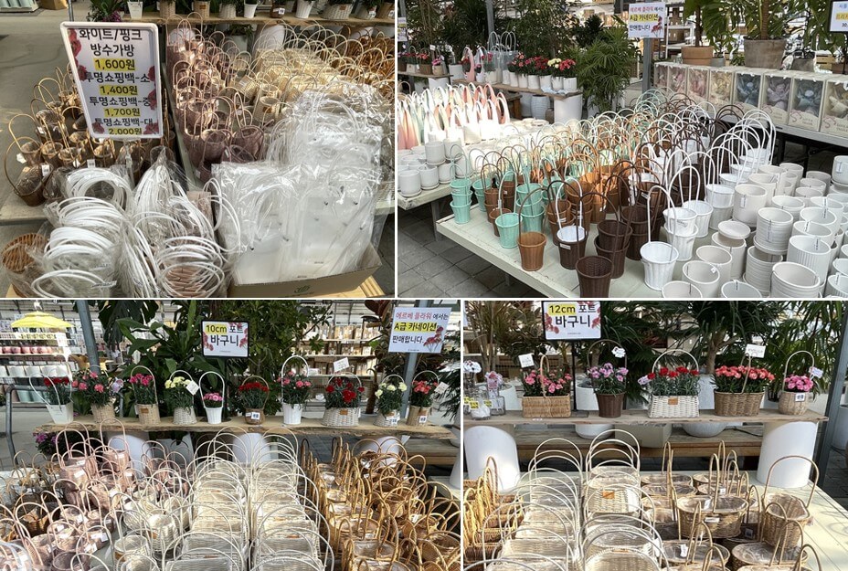 꽃시장-내부-화분-바구니-사진