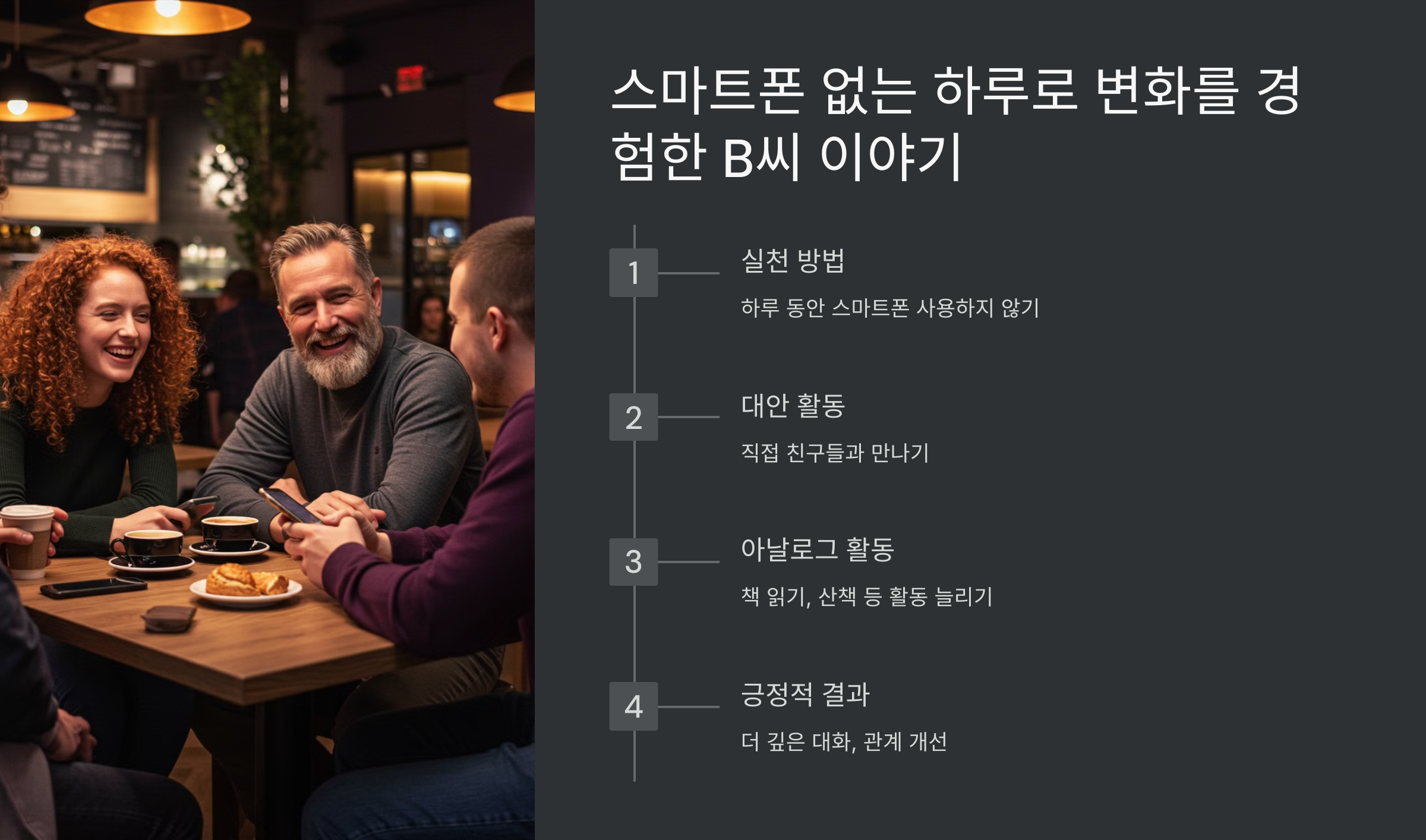 스마트폰 없는 하루로 변화를 경험한 B씨 이야기