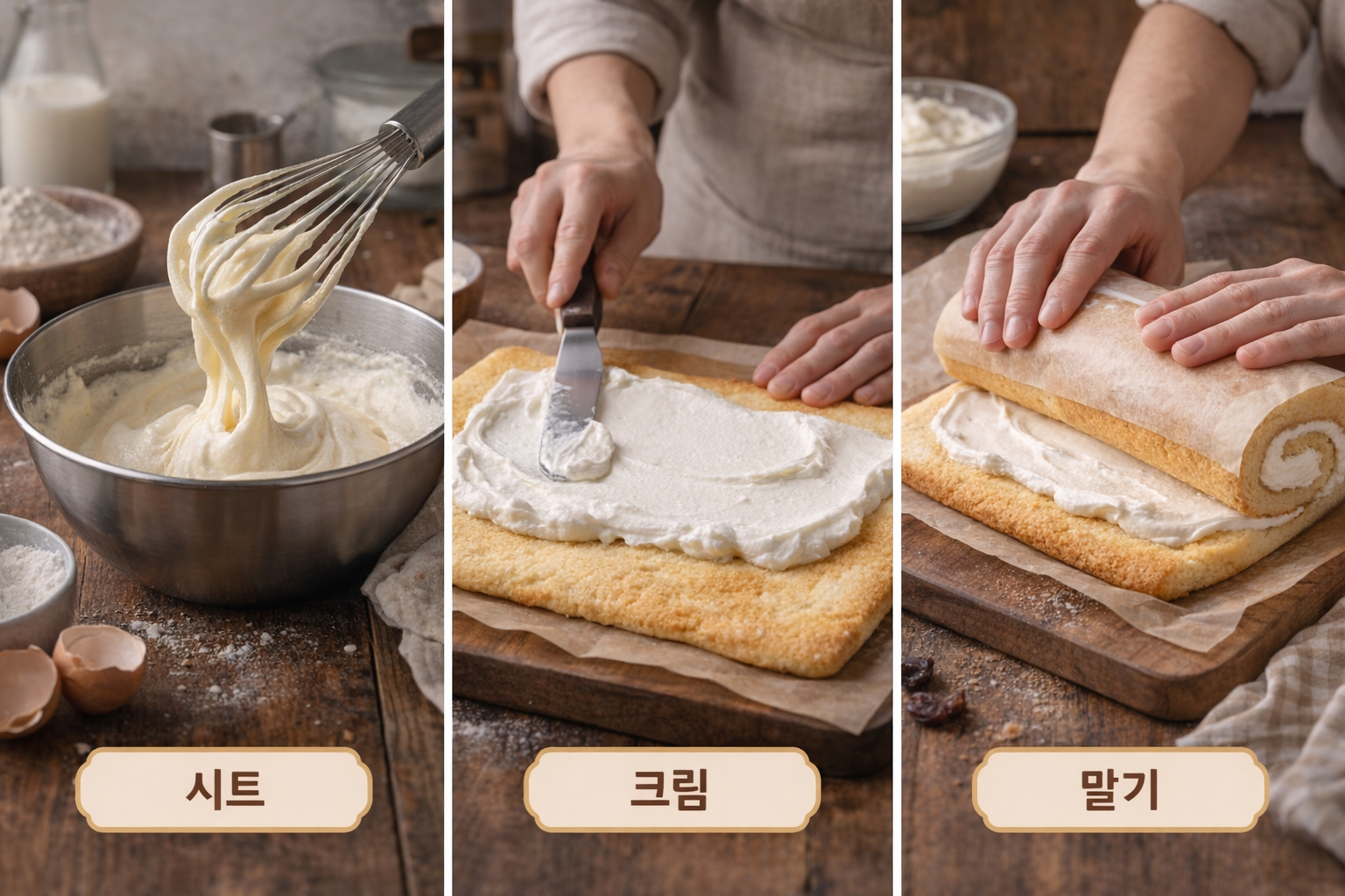 롤케이크 시트 크림 말기 흐름 구조