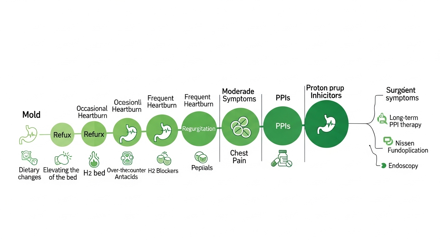 【IMG8 — 역류성 식도염 증상 강도별 치료제 선택 기준 이미지】