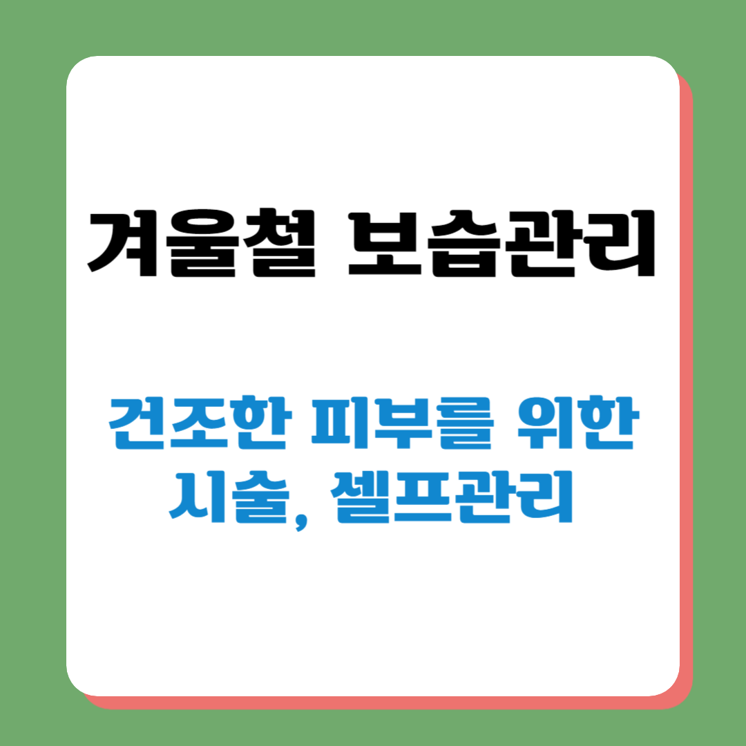 겨울철 피부 보습 관리