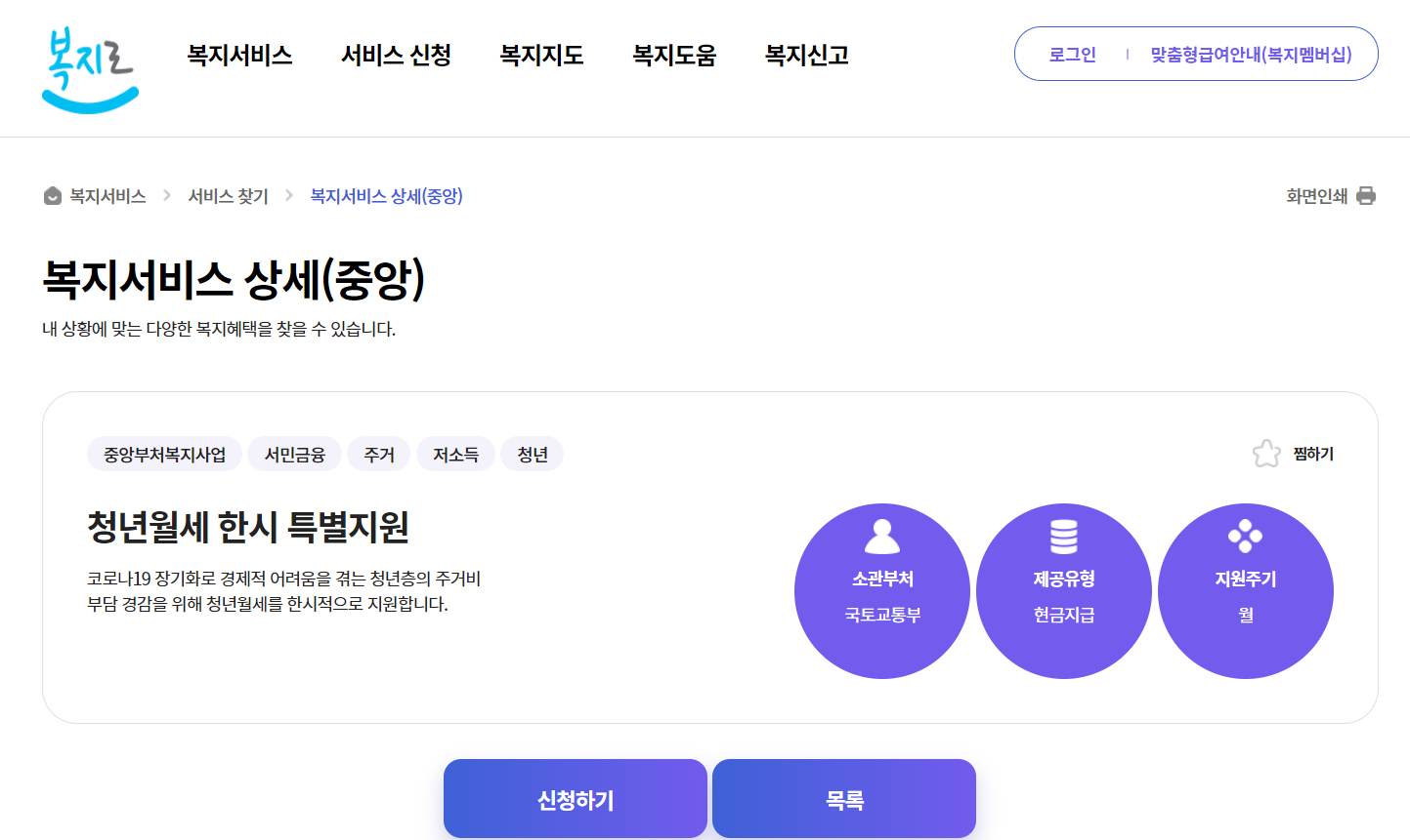 무주택 청년월세지원제도 신청방법 및 지원금