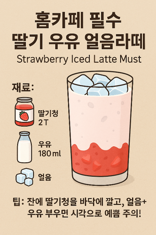 딸기 우유 얼음라떼