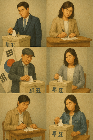 투표하는 모습