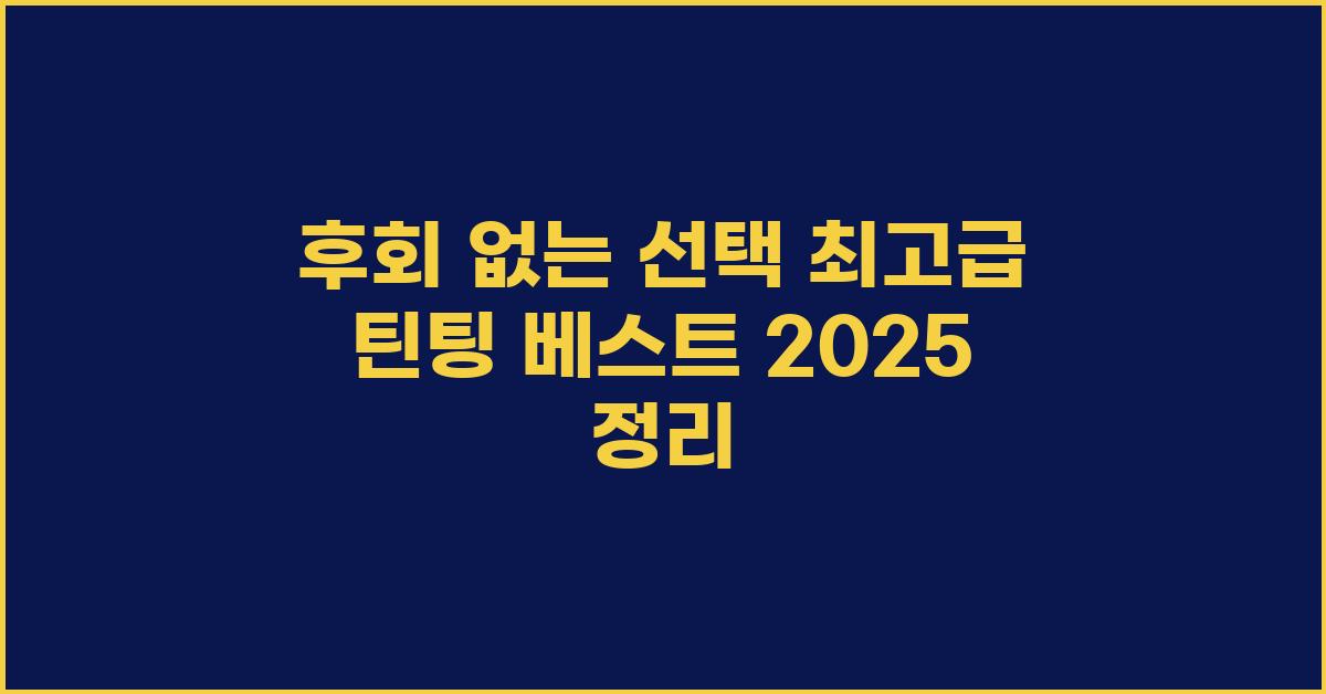 후회 없는 선택! 최고급 틴팅 추천