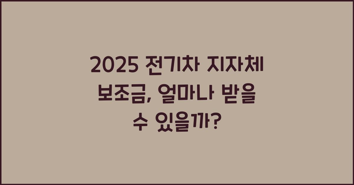 2025 전기차 지자체 보조금