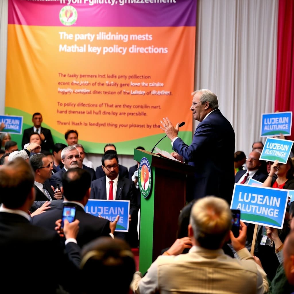 당의 비전과 정책 방향을 제시하고 국민들의 지지를 호소하는 당대표의 모습을 담습니다.