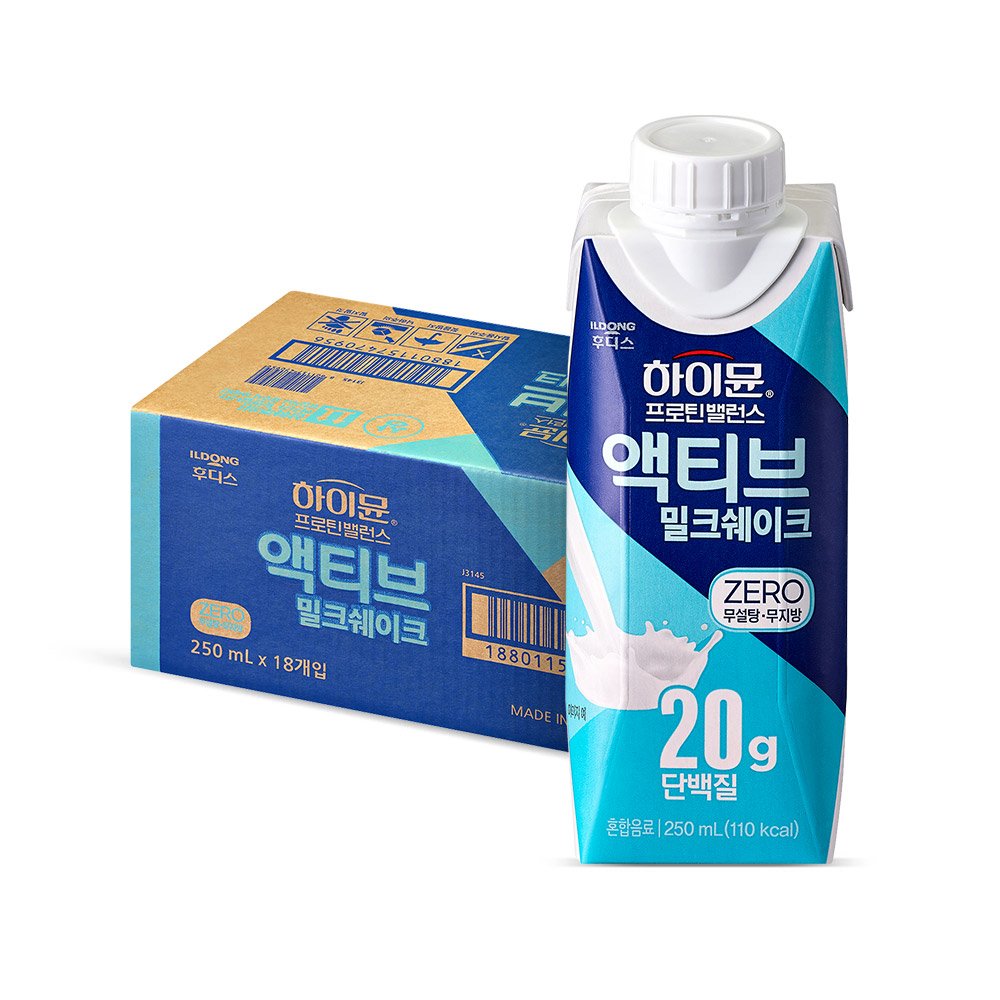 하이뮨 프로틴 밸런스 액티브 제로, 밀크쉐이크, 250ml, 18개 | 토스쇼핑