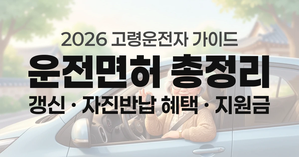 2026 고령운전자 운전면허 갱신&middot;자진반납 혜택&middot;지원금 총정리