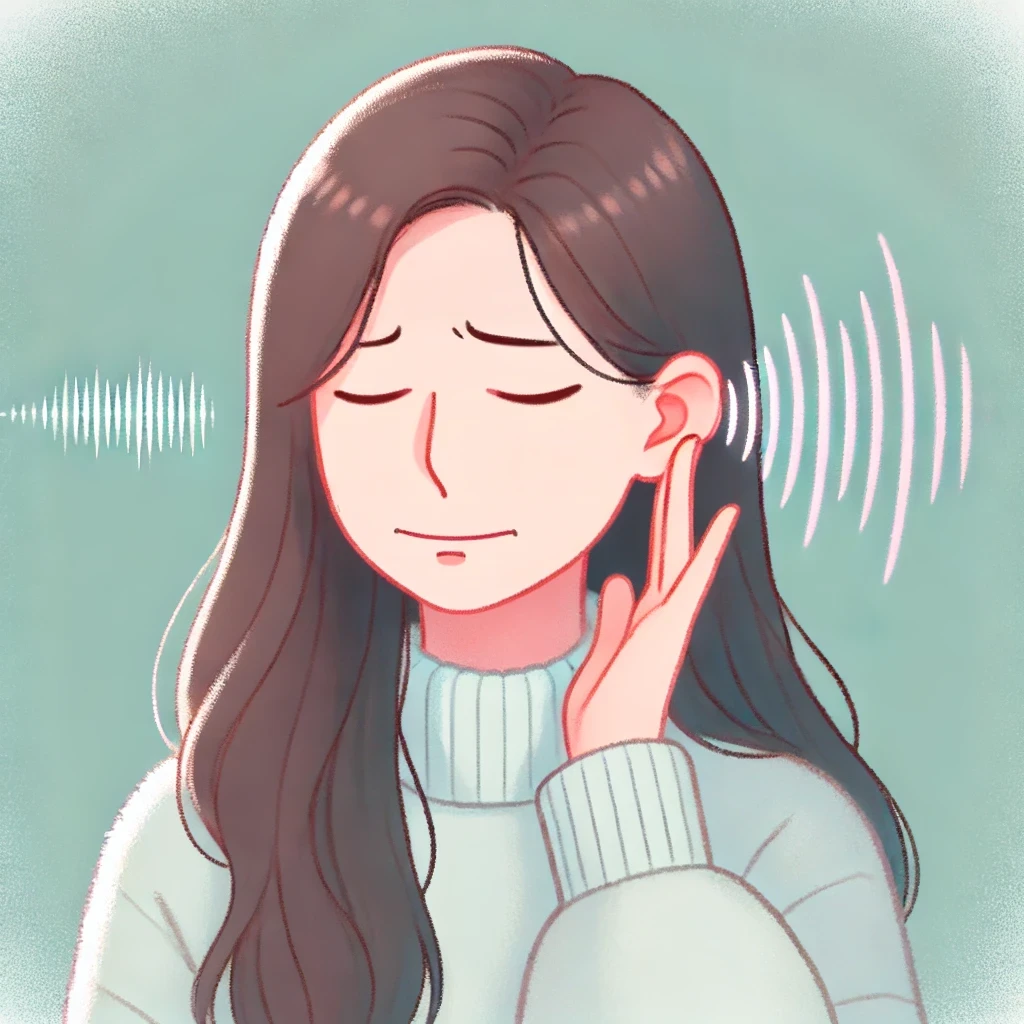 귀에서 삐 소리가 나는 여자 사진