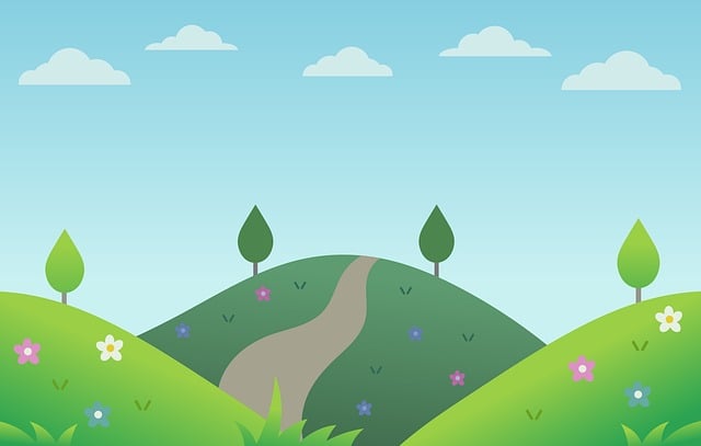 3월 맑은 날씨 언덕 모습 그림