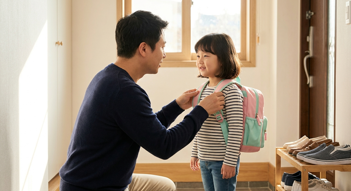 아이와 함께 등원 준비하는 아침