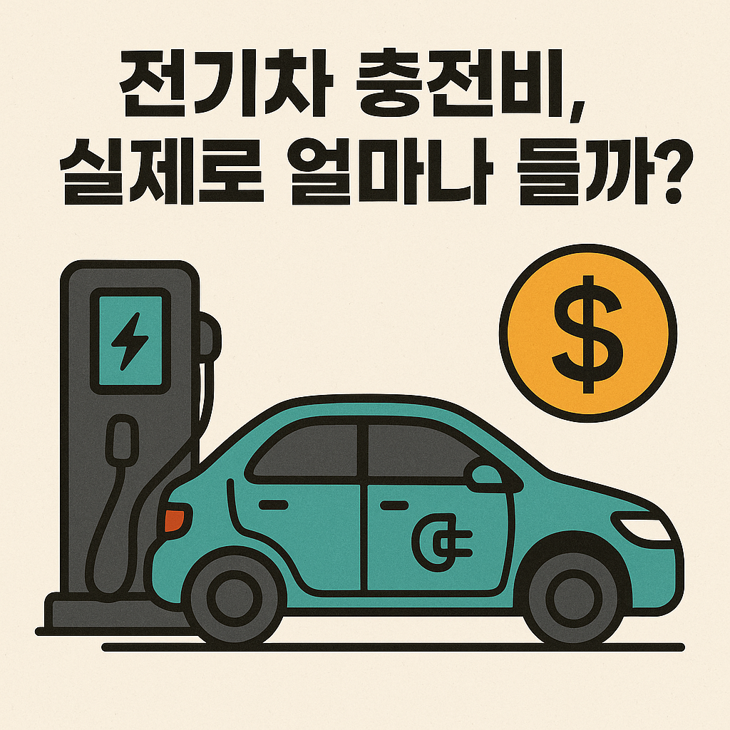 전기차 충전비 실제로 얼마나 들까? 라고 쓰여진 그림