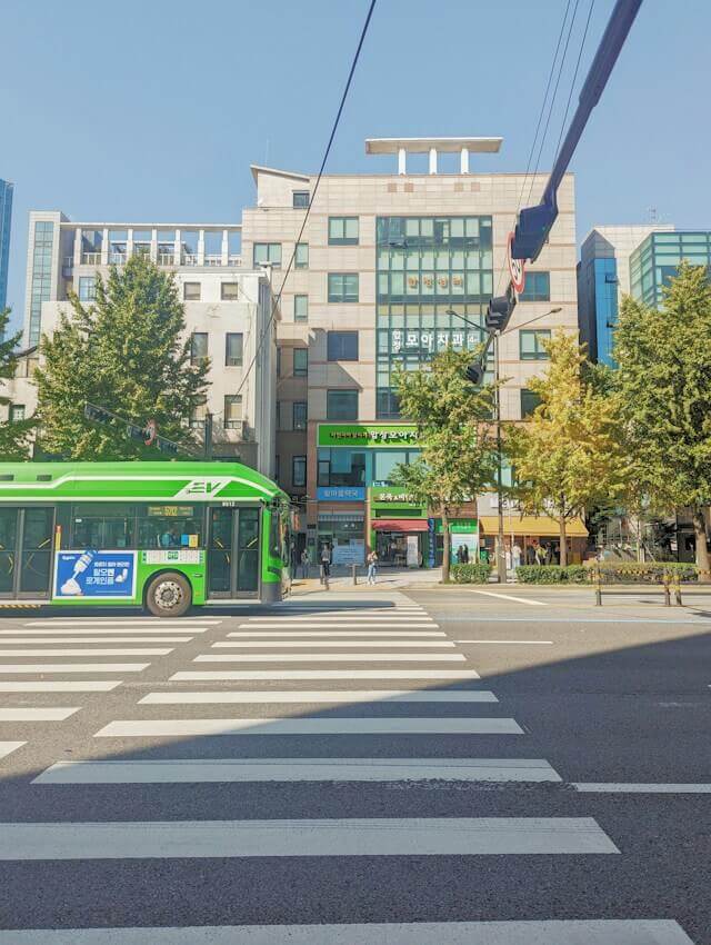 도로 위를 달리는 버스