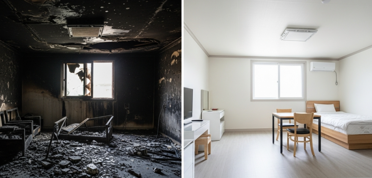 가평군 화재청소 작업 전후 모습