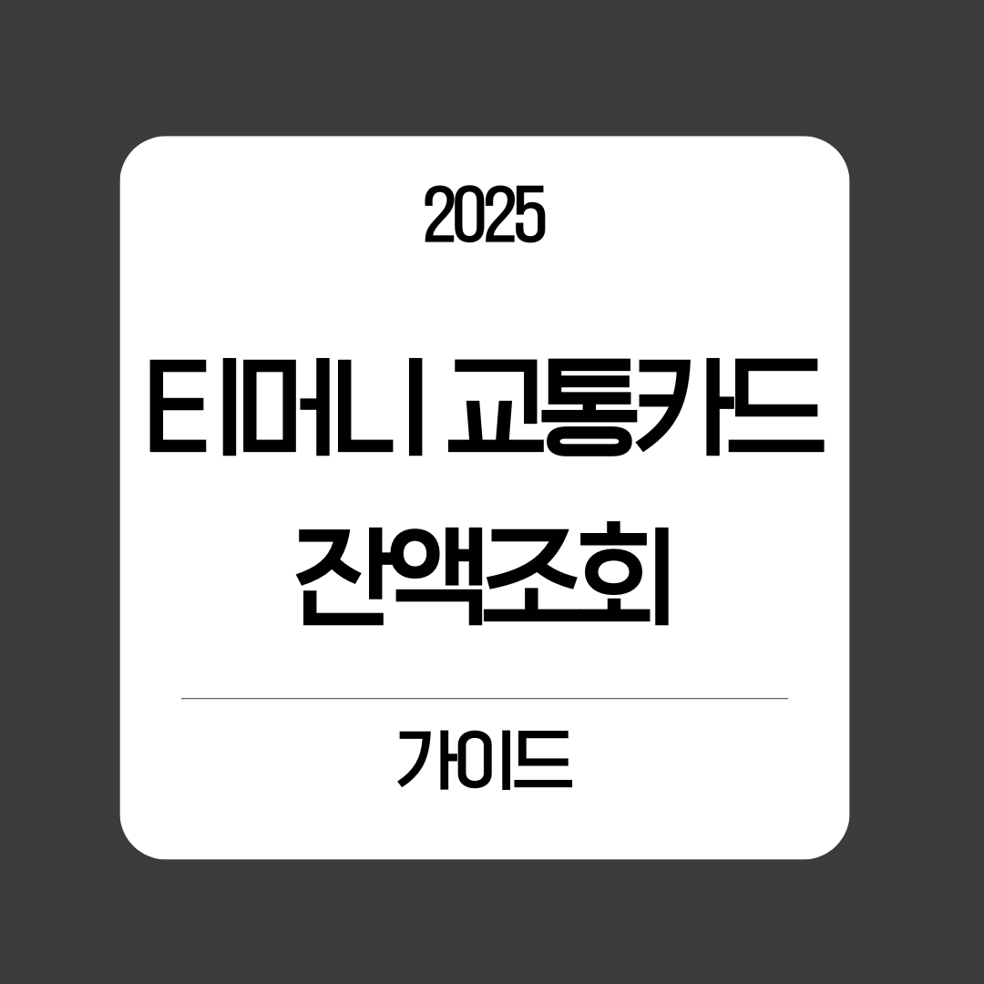 티머니 교통카드 잔액조회 완벽 가이드 ❘ 4가지 조회 방법 + 2025 최신 팁