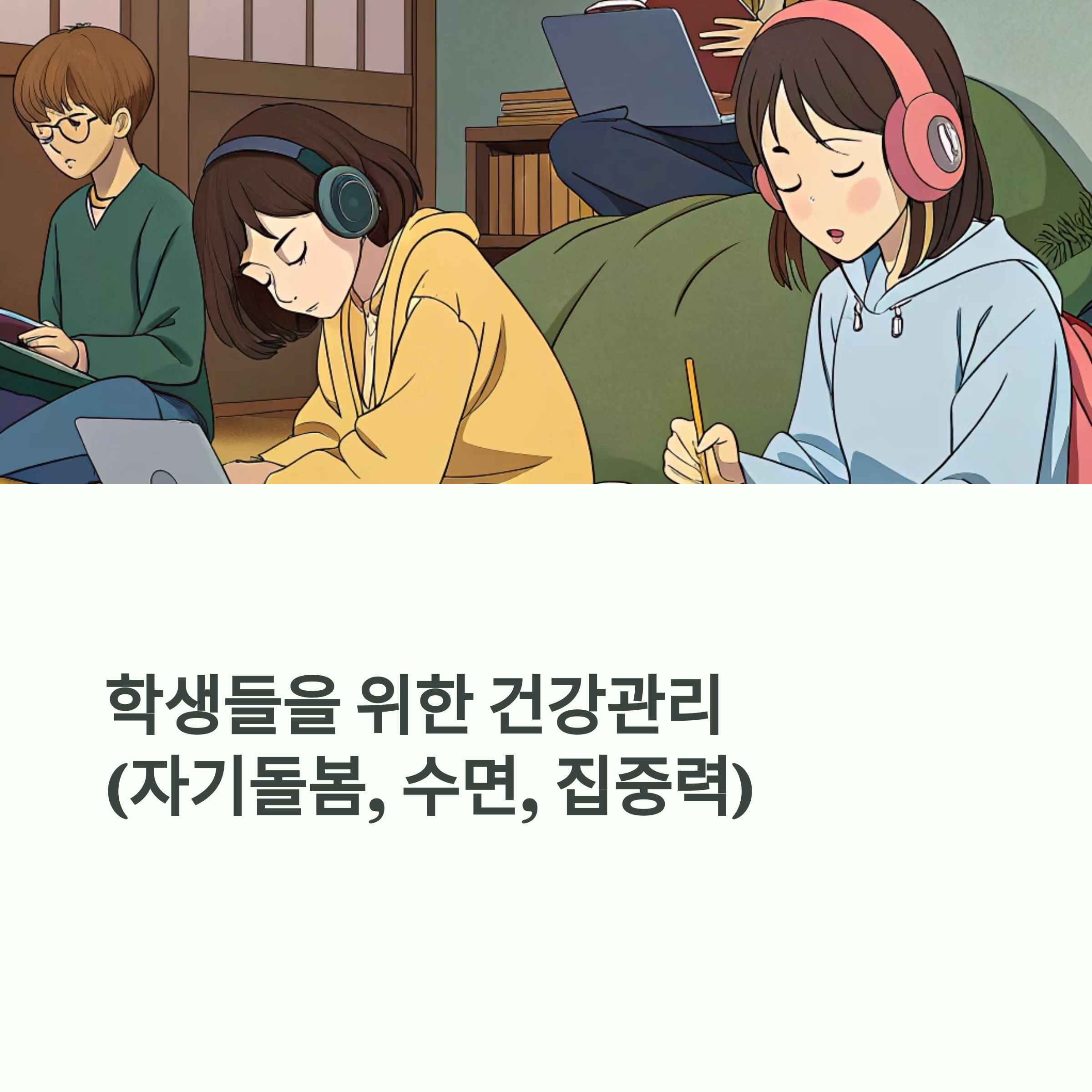 학생들을 위한 건강관리 (자기돌봄, 수면, 집중력)
