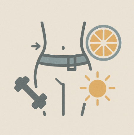 내장 지방 빠진 잘록한 허리와 빼는 방법들이 그려져 있는 사진