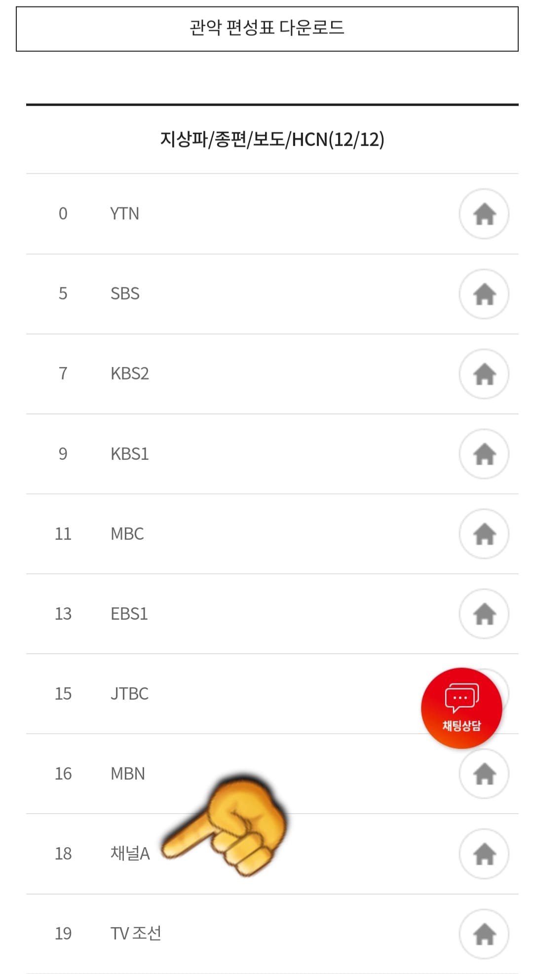 KT-HCN-관악방송-채널번호-및-편성표-확인-방법-안내-이어서,-프로그램-편성-정보-확인-방법도-매우-쉽고-간단한데요-KT-HCN-관악방송의-프로그램-편성-정보는-두-가지-방법으로-확인할-수-있습니다.-첫-번째-방법은-채널-편성표-페이지에서-아래로-스크롤을-내리면-채널-번호-목록이-나타나는데요.-예를-들어,-채널A의-편성표를-확인하고-싶다면-18번-채널A를-클릭합니다.