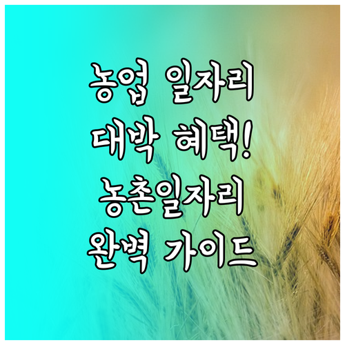농업 일자리 정보 플랫폼 농촌일자리플..