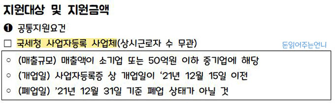 소상공인 손실보전금 지원대상