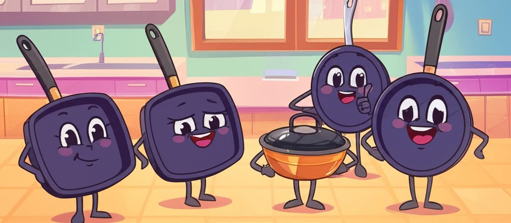 기름기 없는 요리를 위한 프라이팬 선..