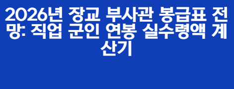 2026년 장교 부사관 봉급표 전망: 직업 군인 연봉 실수령액 계산기
