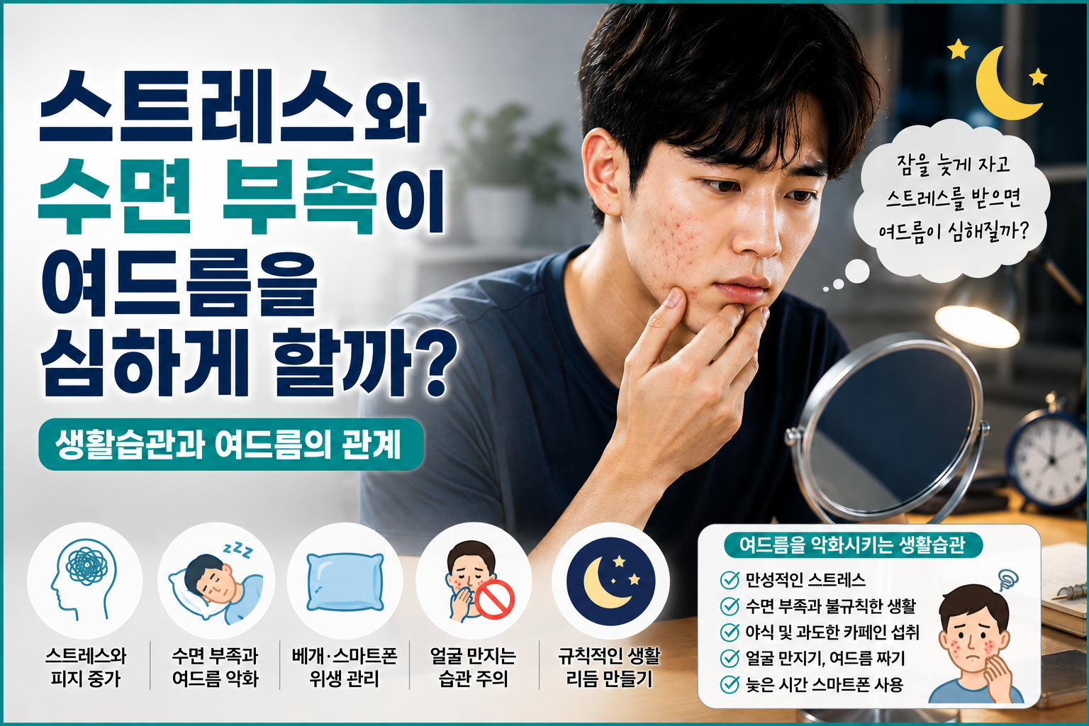 스트레스와 수면 부족이 여드름을 심하게 할까?