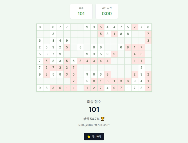 레몬게임-종료-화면