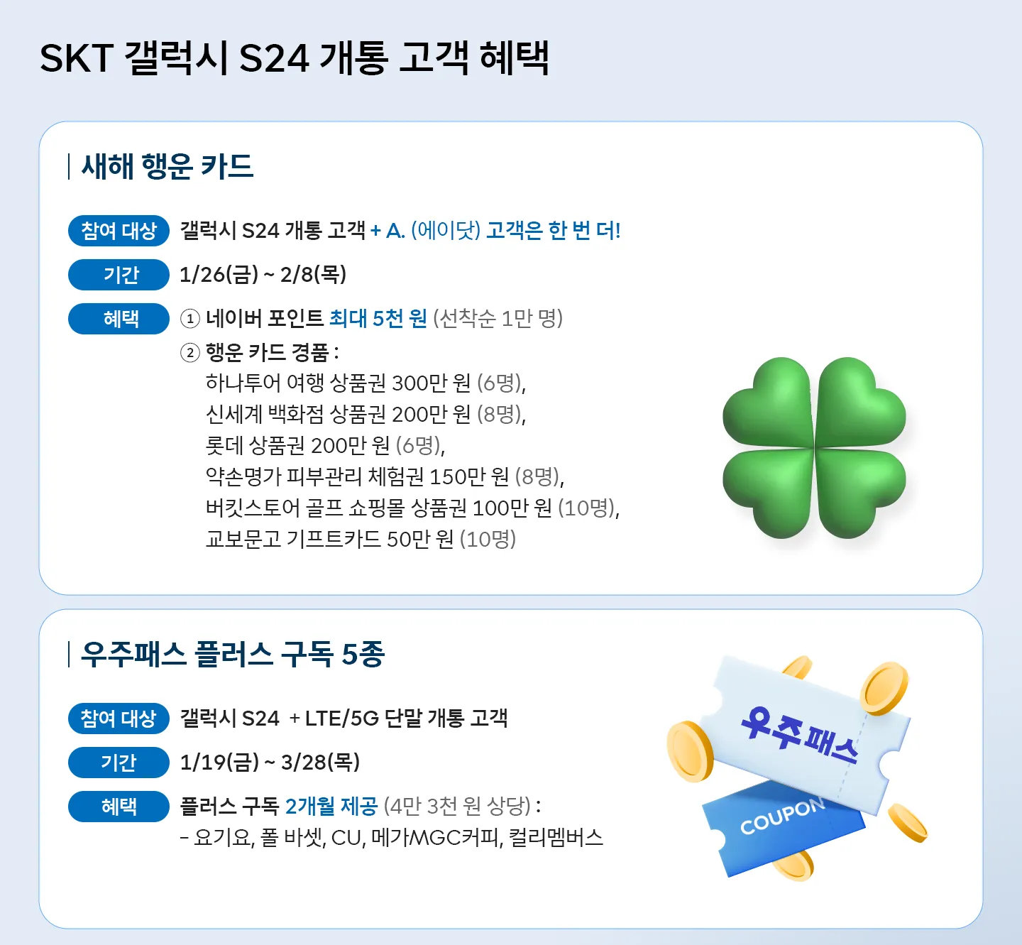 SK텔레콤 갤럭시 S24 구매혜택 및 사전 예약 이벤트 안내