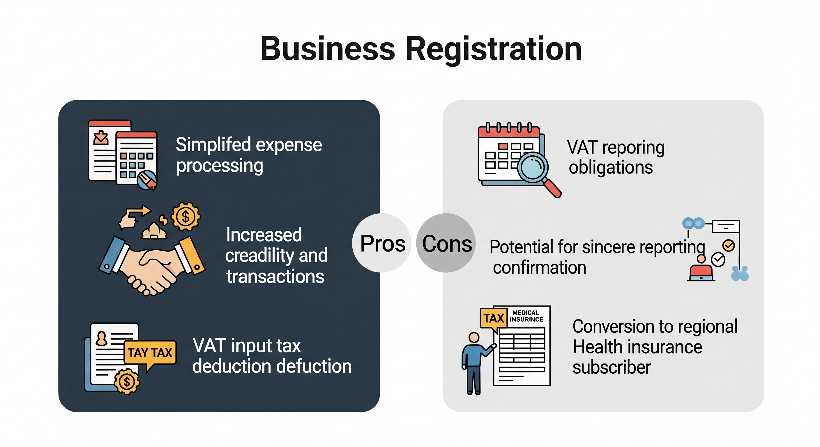 "사업자등록: 경비처리 유리, 부가세 부담 존재"에 대한 이미지입니다.