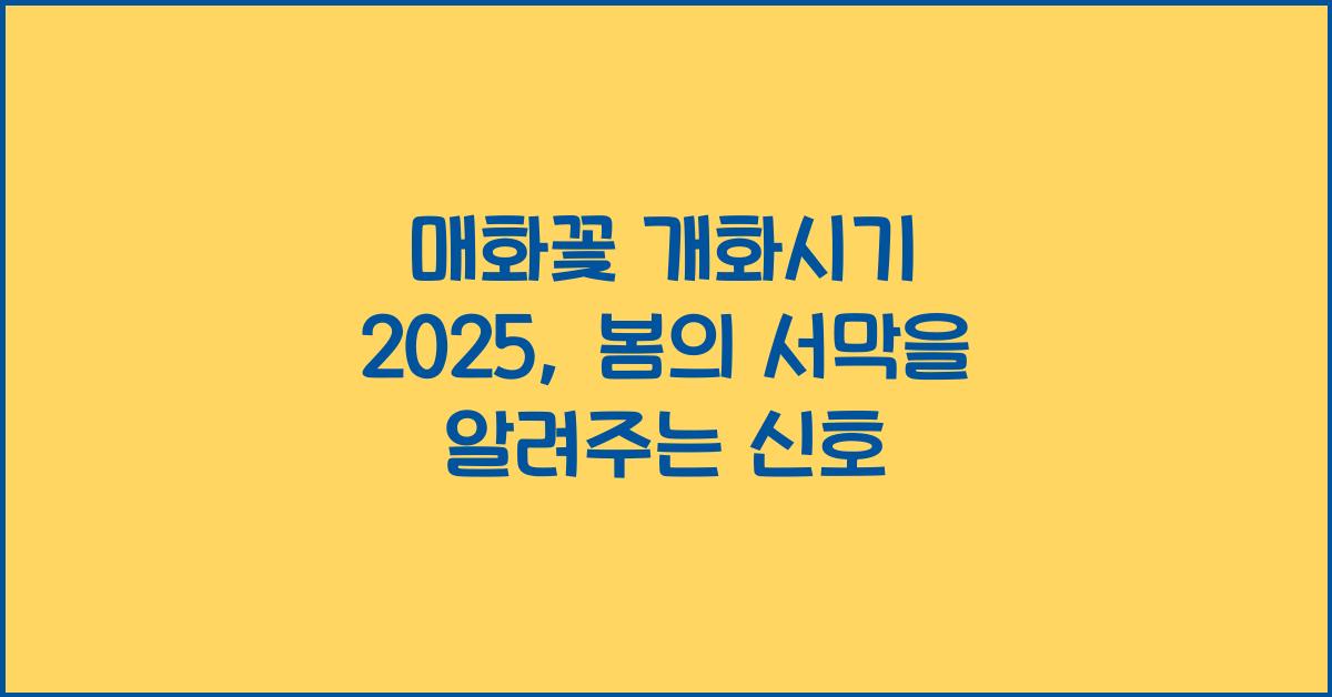 매화꽃 개화시기 2025