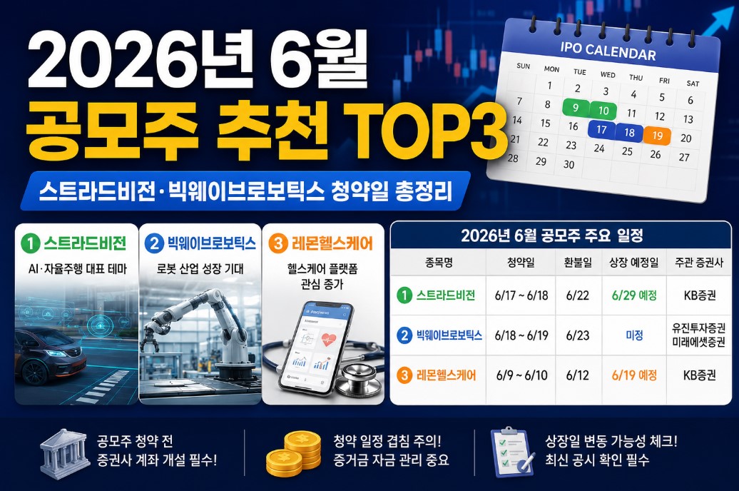 2026년 6월 공모주 추천 TOP3