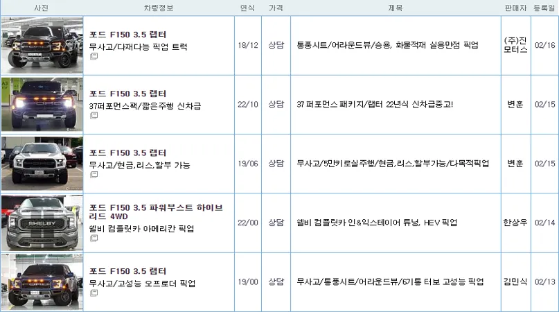 포드 F150 중고 가격