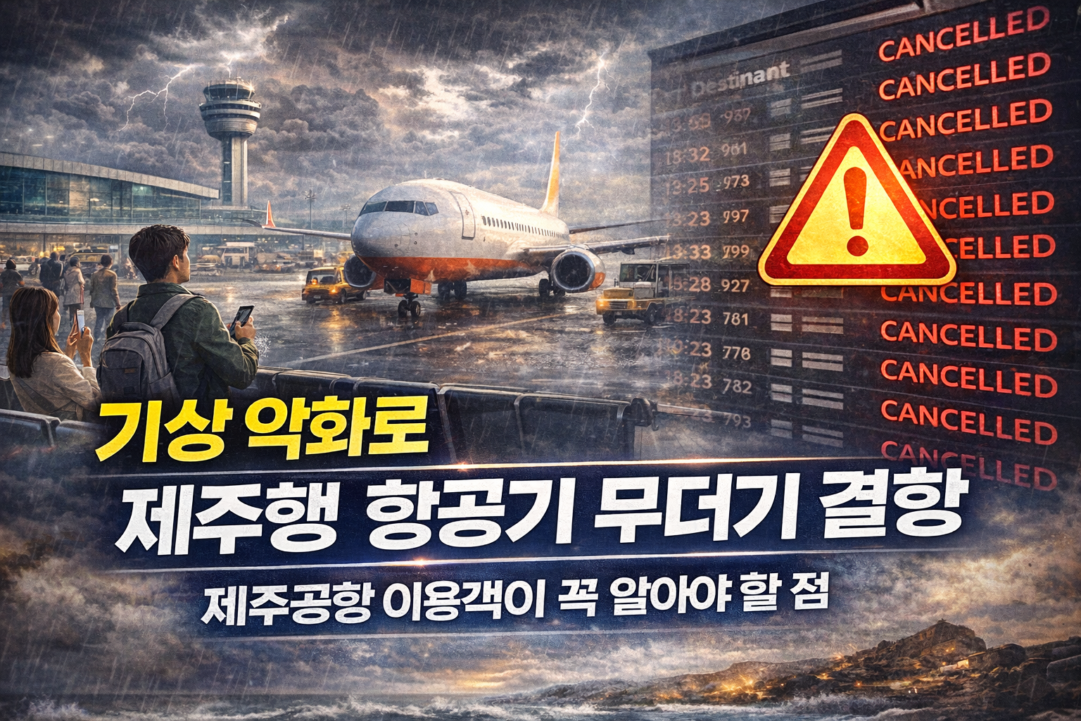 기상 악화로 제주행 항공기 무더기 결항, 제주공항 이용객이 꼭 알아야 할 점