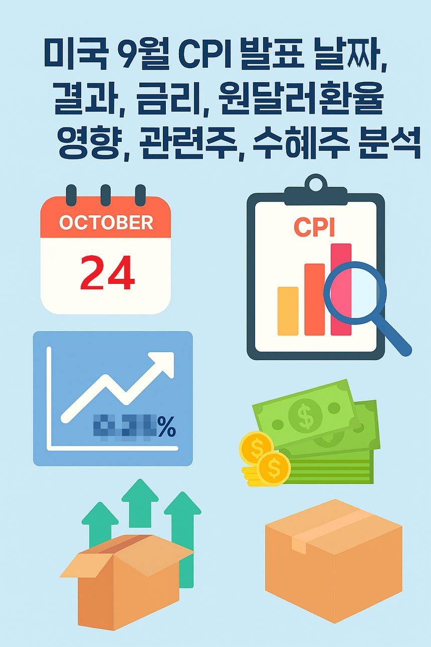 미국 9월 CPI 발표 날짜, 결과, 금리, 원달러 환율 영향, 관련주, 수혜주 분석