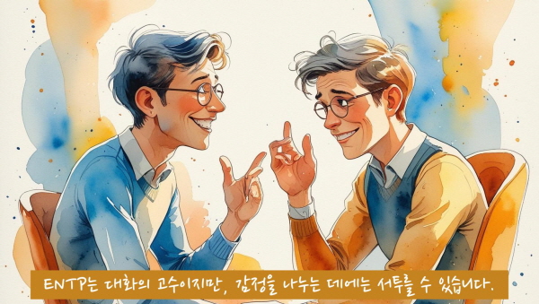 ENTP는 대화이 고수이지만 감정을 나누는 데에는 서투를 수 있습니다에 관한 그림