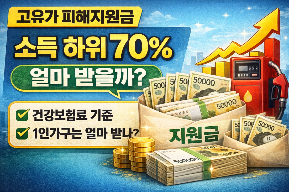 고유가 피해지원금 소득 하위 70% 뜻&middot;기준금액