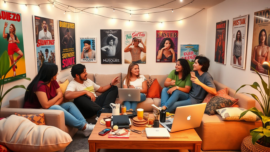 Z세대의 일상 공간에서 대화를 나누는 청춘영화 장면