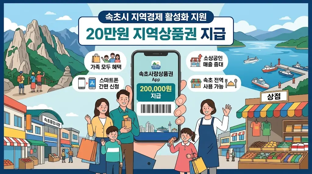 속초시 전 시민에게 1인당 20만원을 지급하는 민생회복지원금 안내 이미지