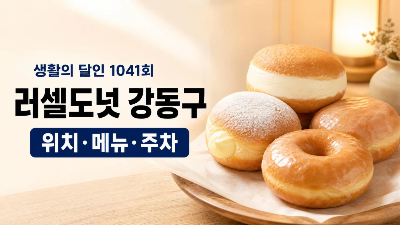 생활의 달인 1041회 러셀도넛 강동구 수제 도넛 위치와 메뉴 주차 정보를 정리한 대표 이미지